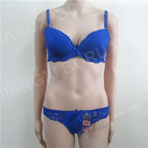 Blue Sexy Lace Underwear with Briefs Cheap Wholesale Womens Bra set