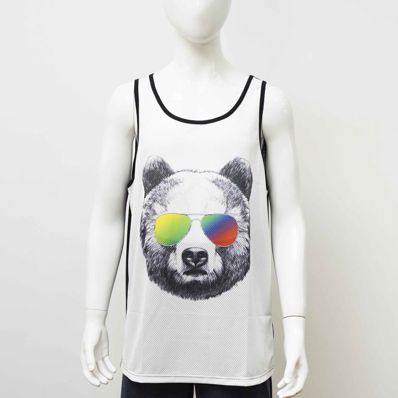 Mens Fashion Digital print Vest Mesh Breathable Tank Top 