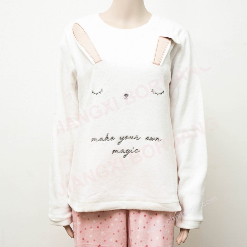2022 Custom Embroidery Sleepwear Fashion Polar fleece Pajama Set 