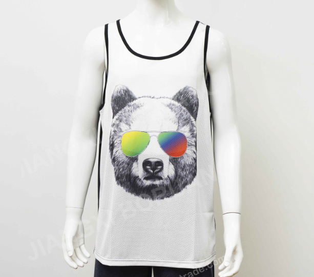 Mens Fashion Digital print Vest Mesh Breathable Tank Top 